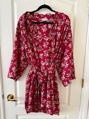 Versailles | Vintage Floral Tie-Waist Kimono Robe + Dress Matching Set Size S/M